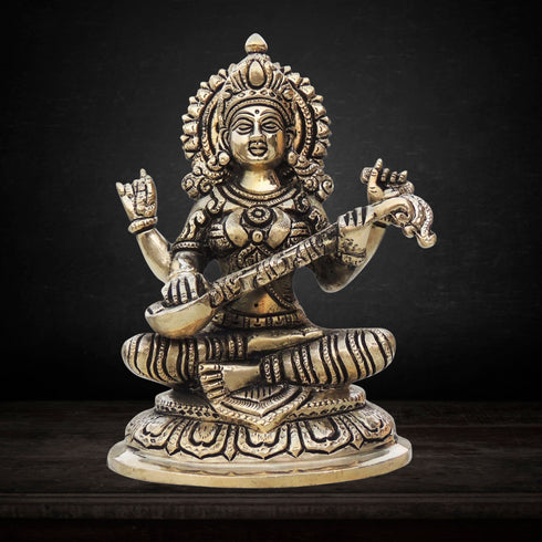 Brass Saraswati Ji Statue 2.16kg